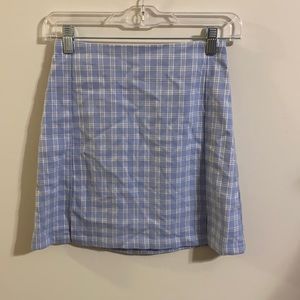 blue and white plaid mini skirt
